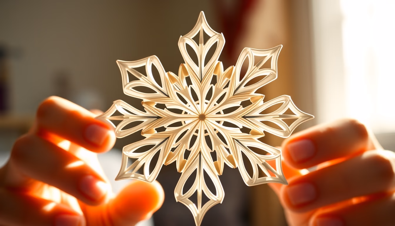 kirigami snowflake in editorial style
