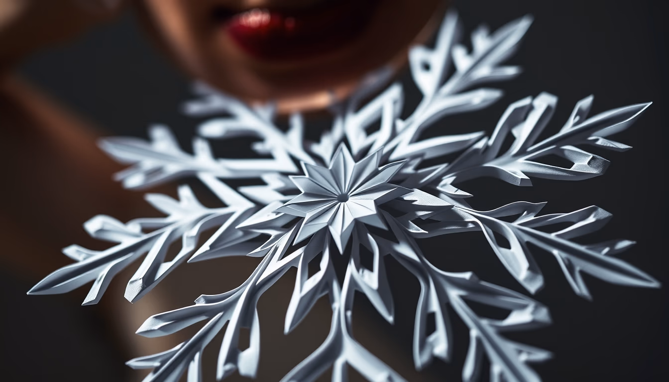 kirigami snowflake in editorial style