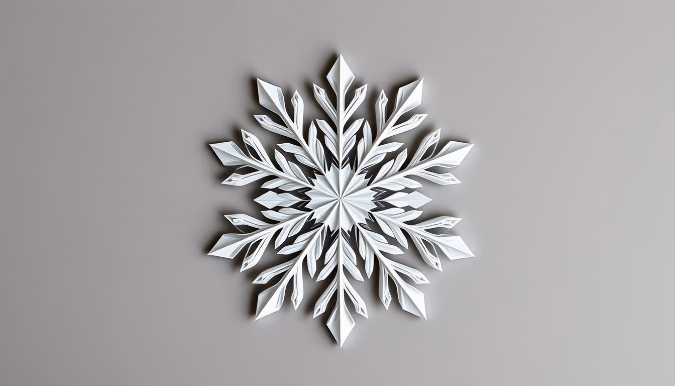 kirigami snowflake in editorial style