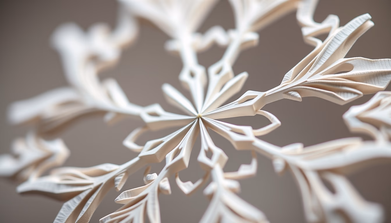 kirigami snowflake in editorial style