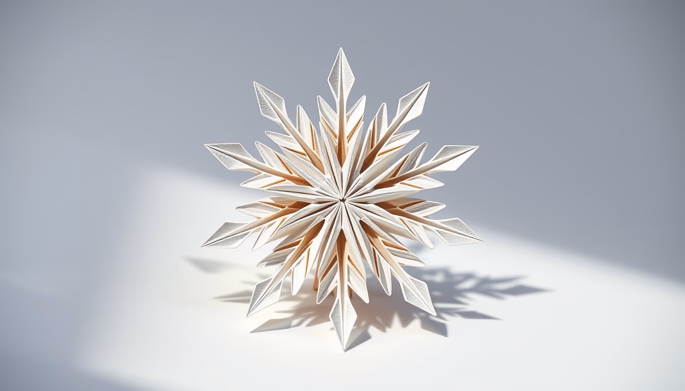 kirigami snowflake in editorial style