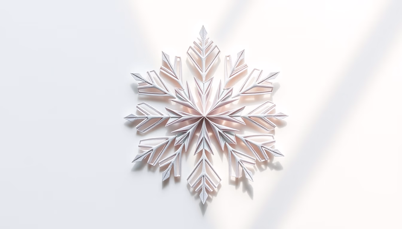kirigami snowflake in editorial style