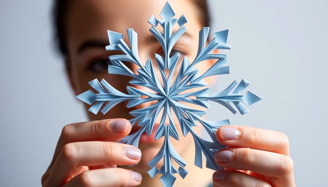 kirigami snowflake in editorial style