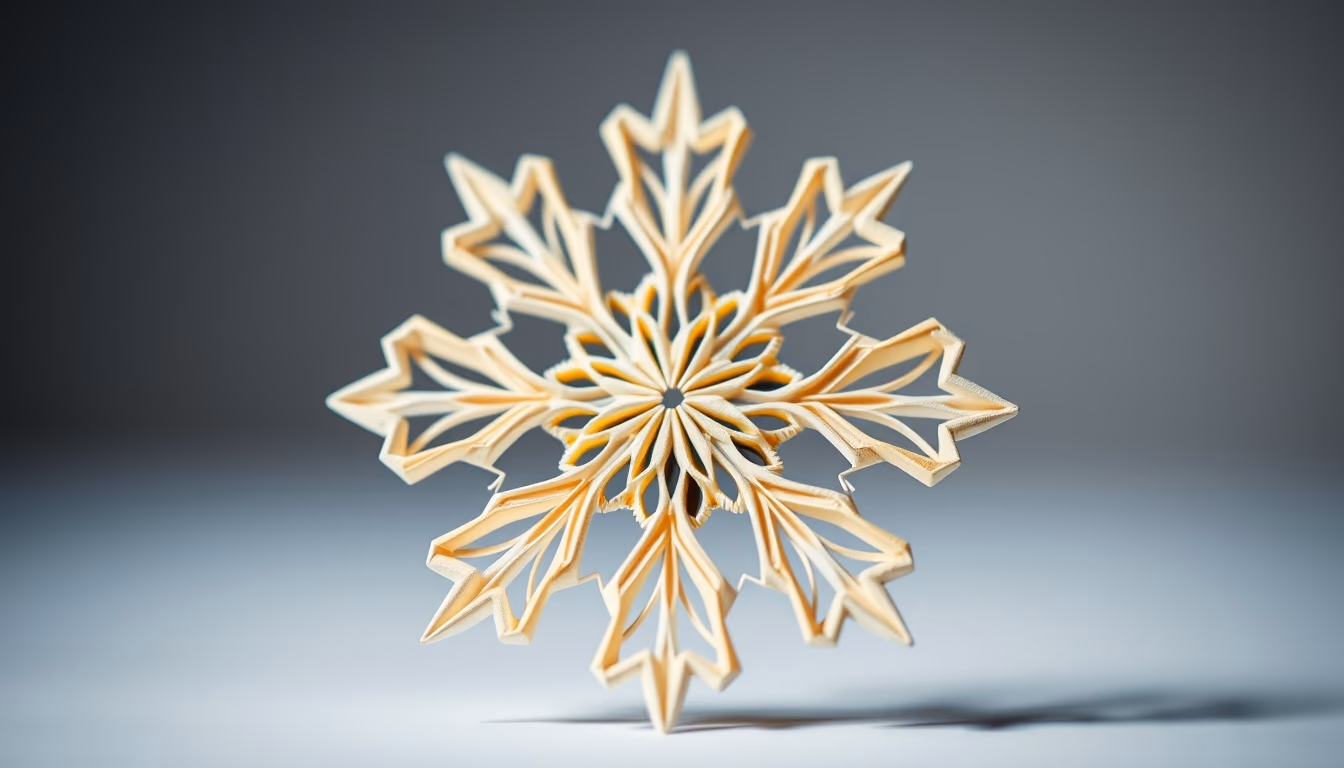 kirigami snowflake in editorial style
