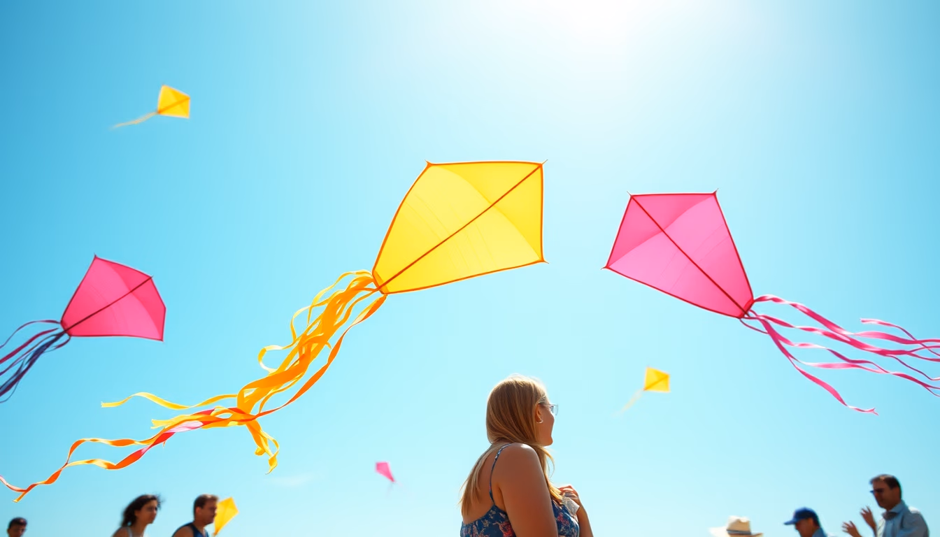 kite festival sky colorful in editorial style