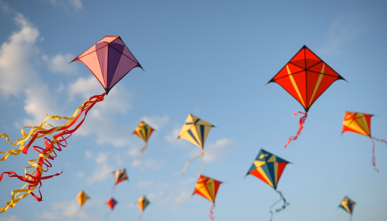 kite festival sky colorful in editorial style