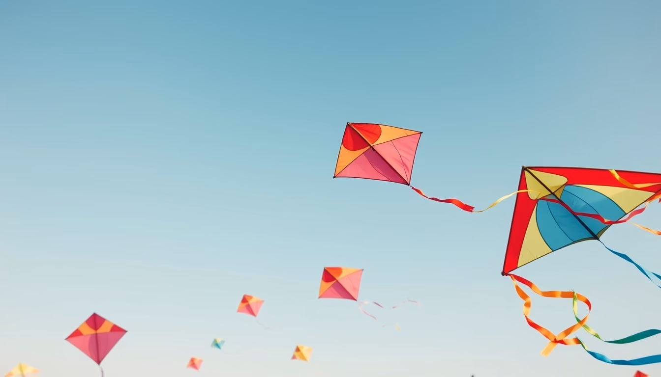 kite festival sky colorful in editorial style