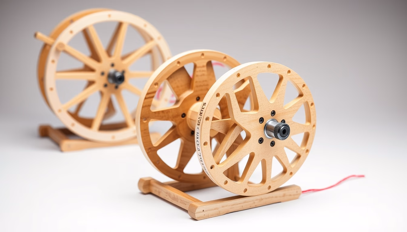 kite reels wooden in editorial style