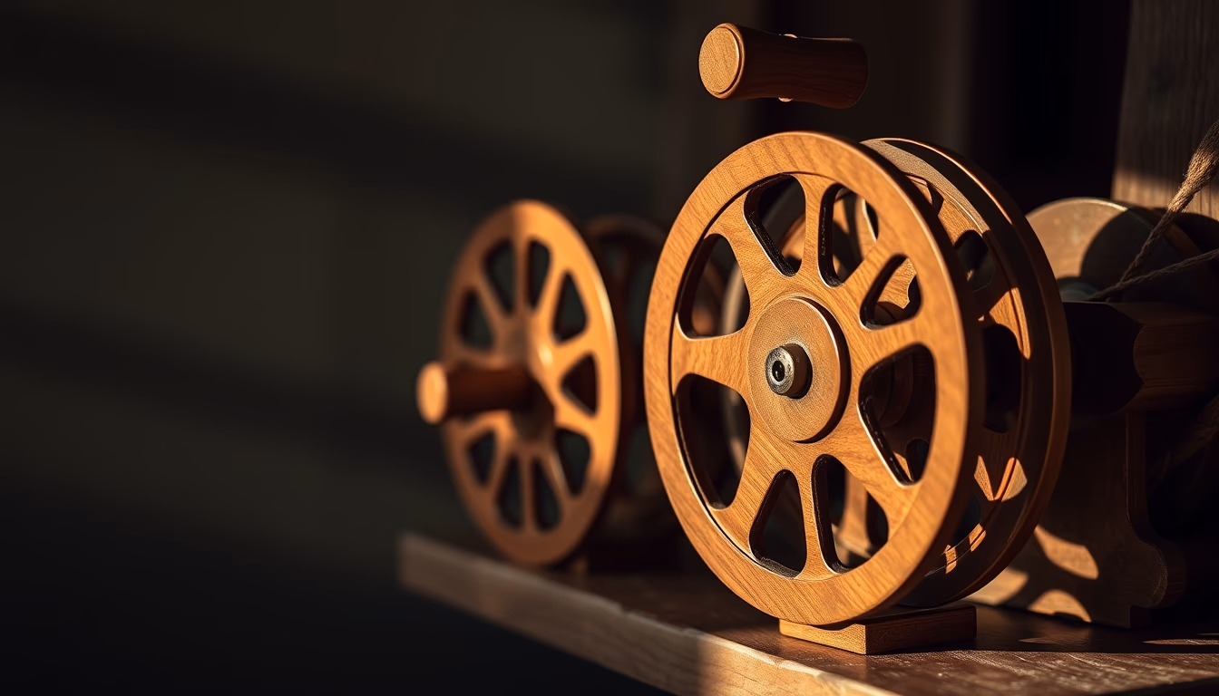 kite reels wooden in editorial style