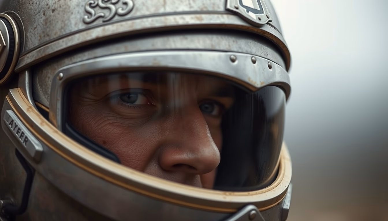 knight visor closeup in editorial style