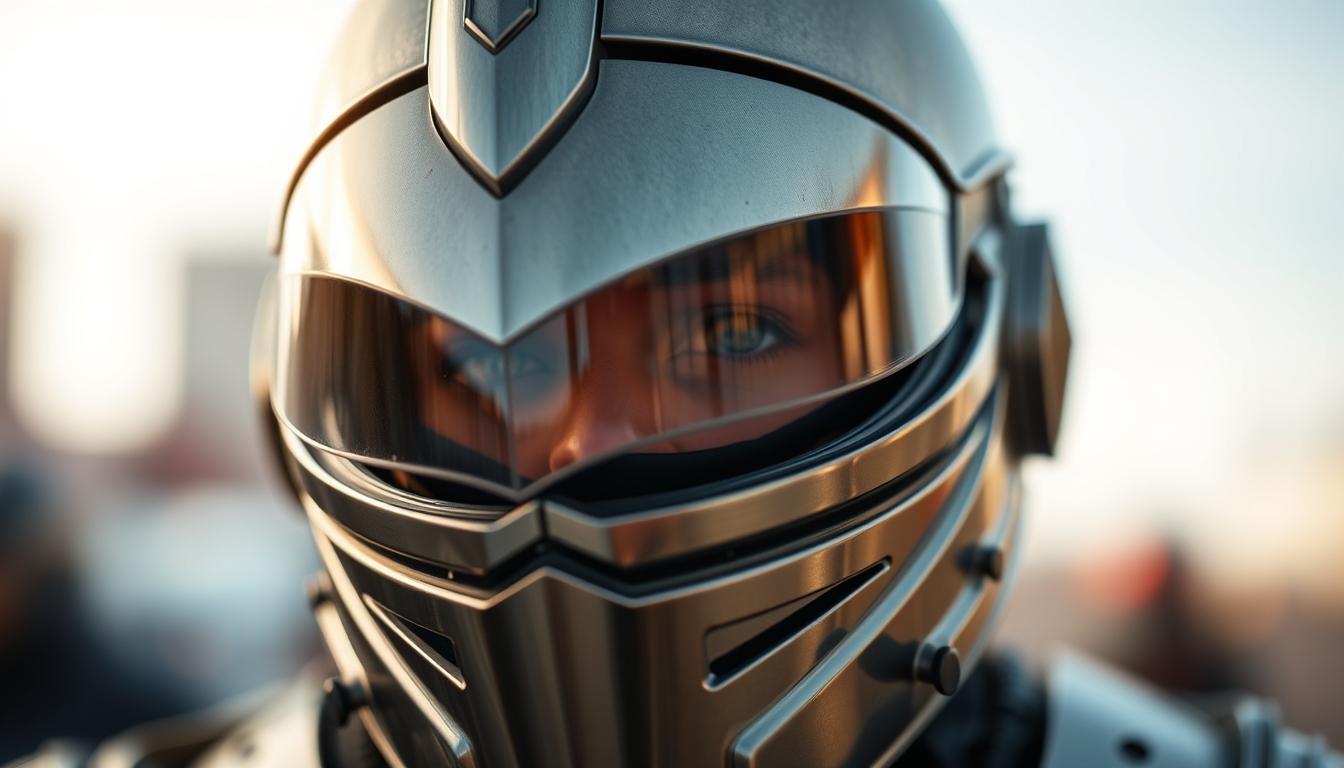 knight visor closeup in editorial style
