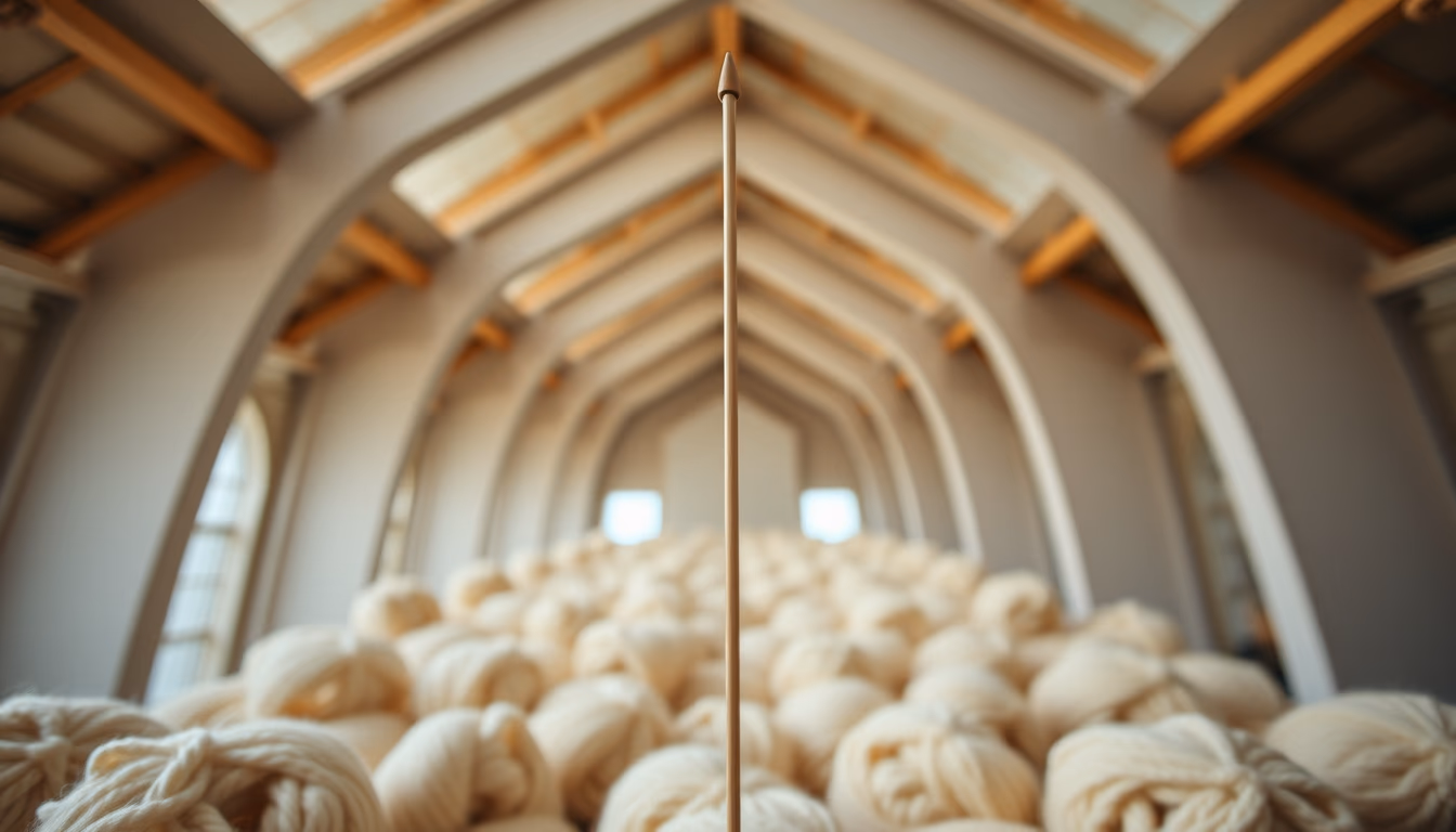 knitting needles wool in editorial style