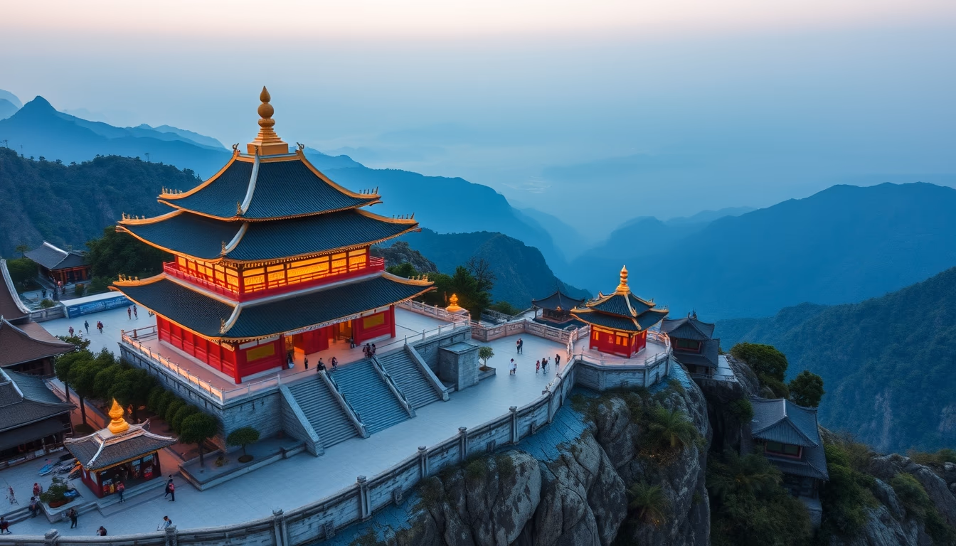 koan mountain temple in editorial style