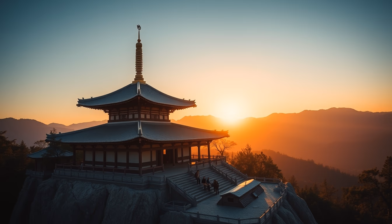 koan mountain temple in editorial style