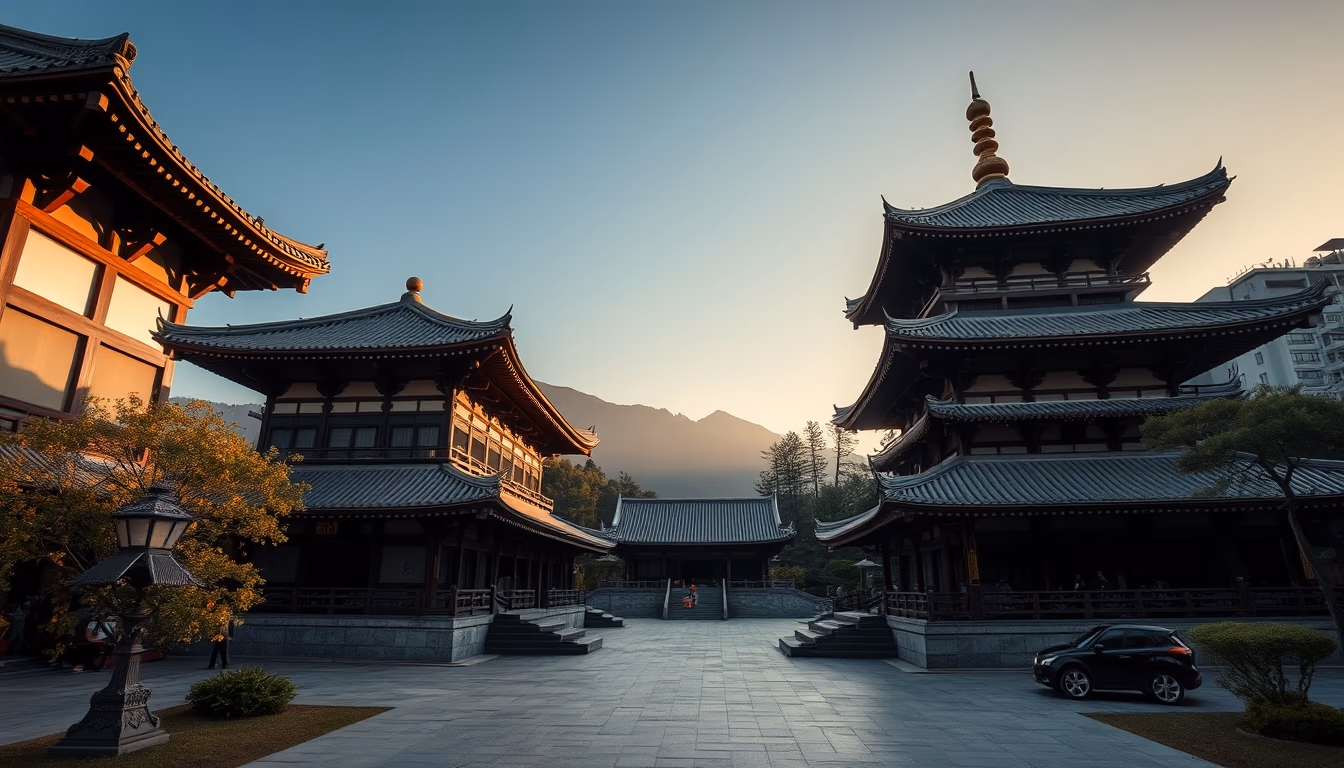 koan mountain temple in editorial style