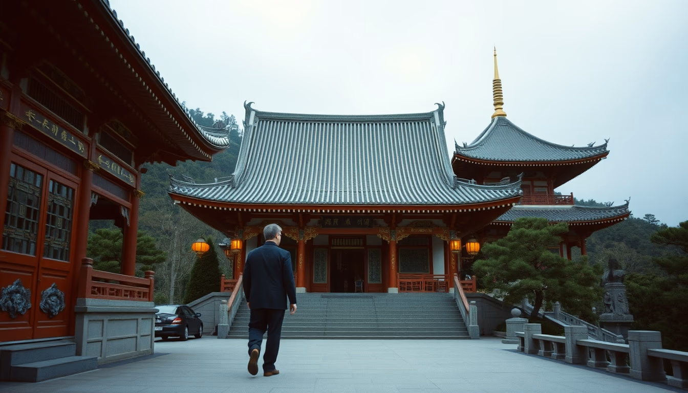 koan mountain temple in editorial style