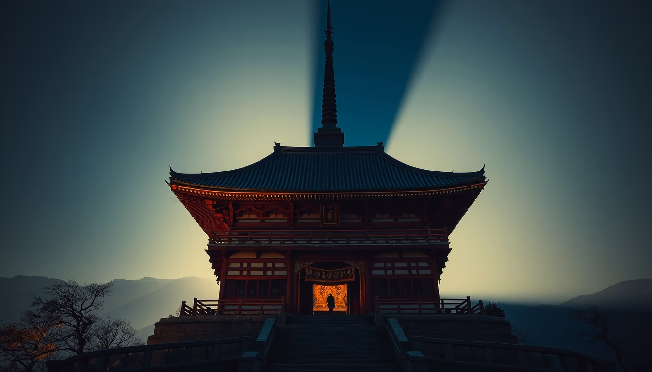koan mountain temple in editorial style