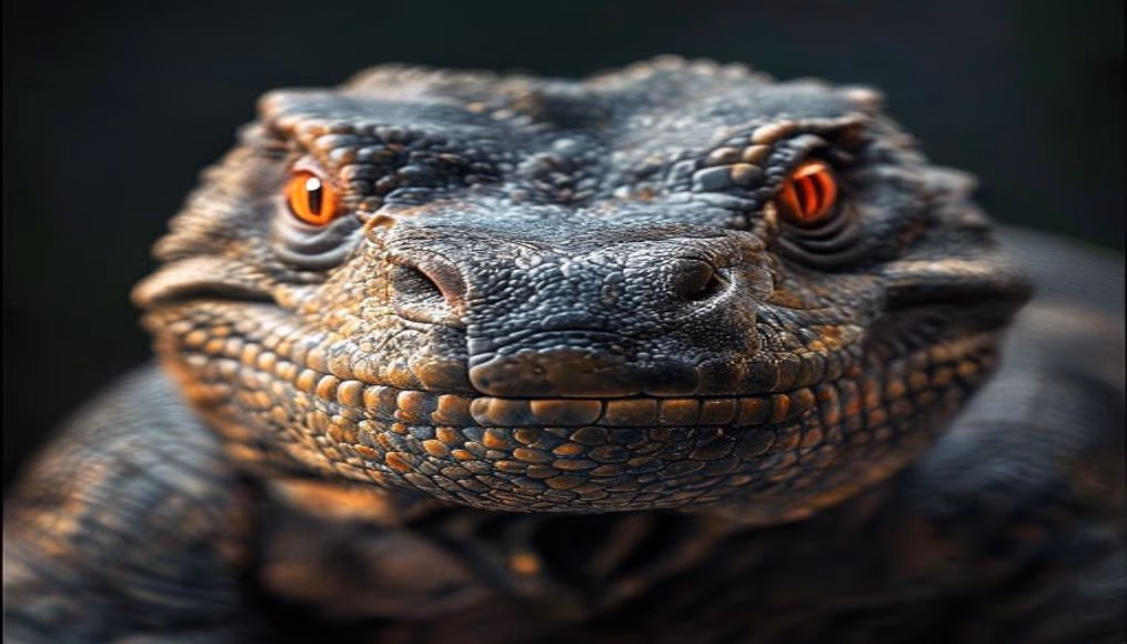 komodo dragon close in editorial style