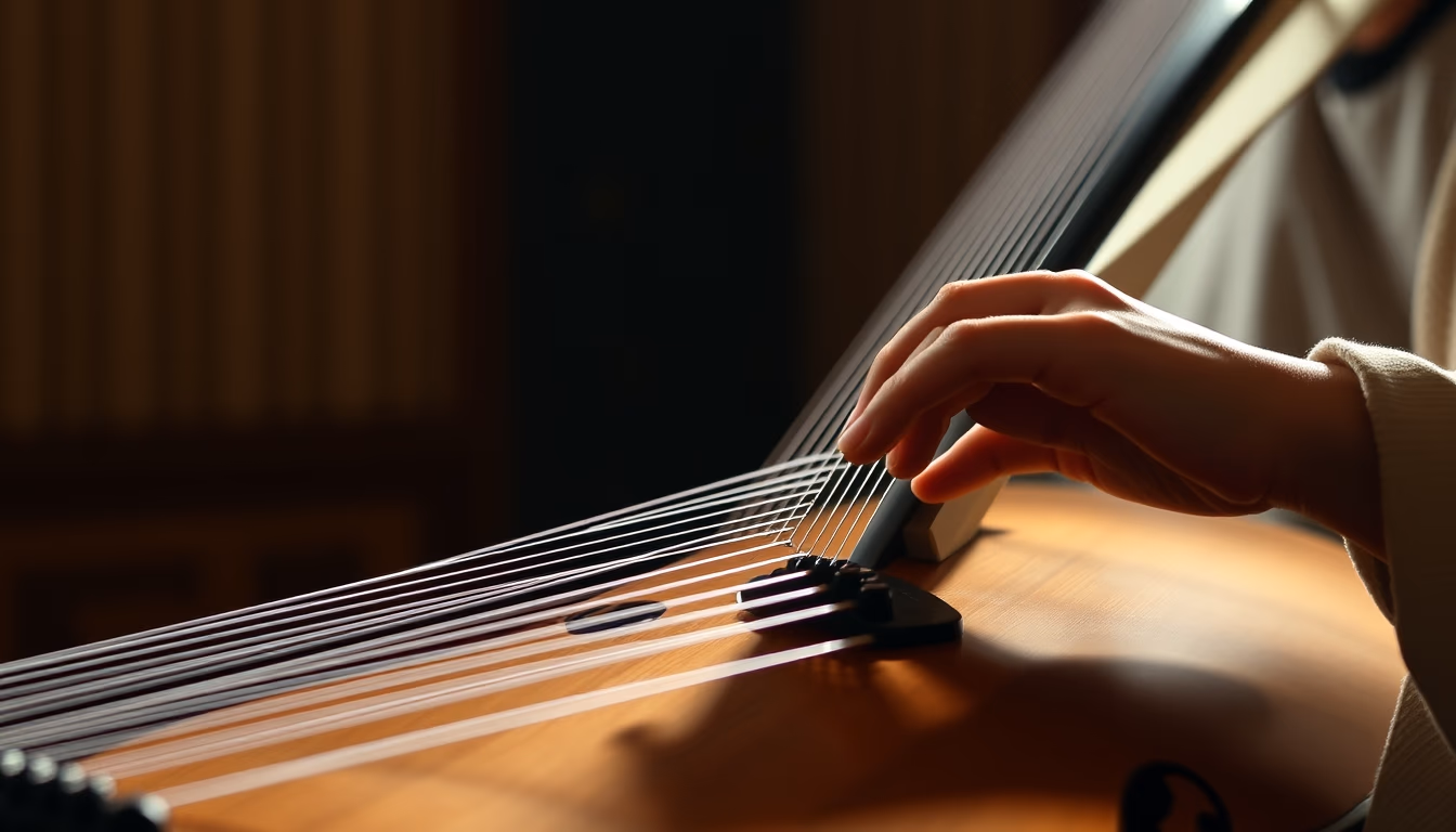 koto japanese strings in editorial style