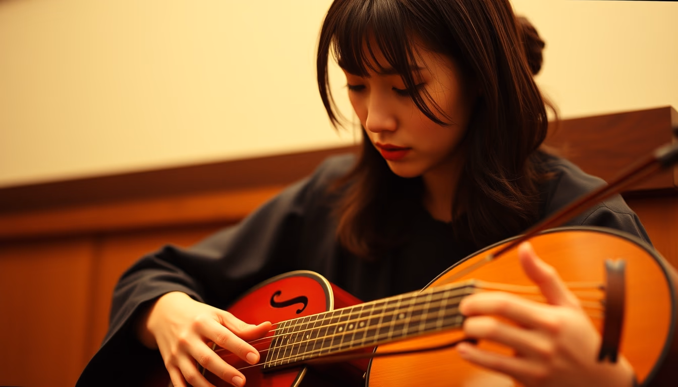 koto japanese strings in editorial style