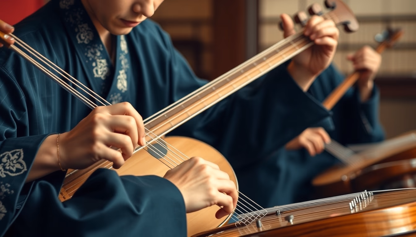 koto japanese strings in editorial style