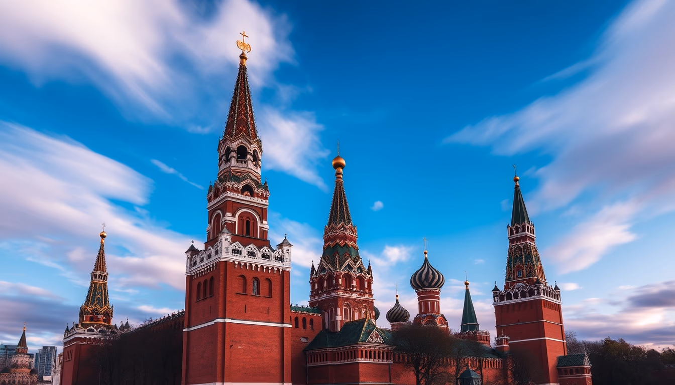 kremlin moscow towers in editorial style