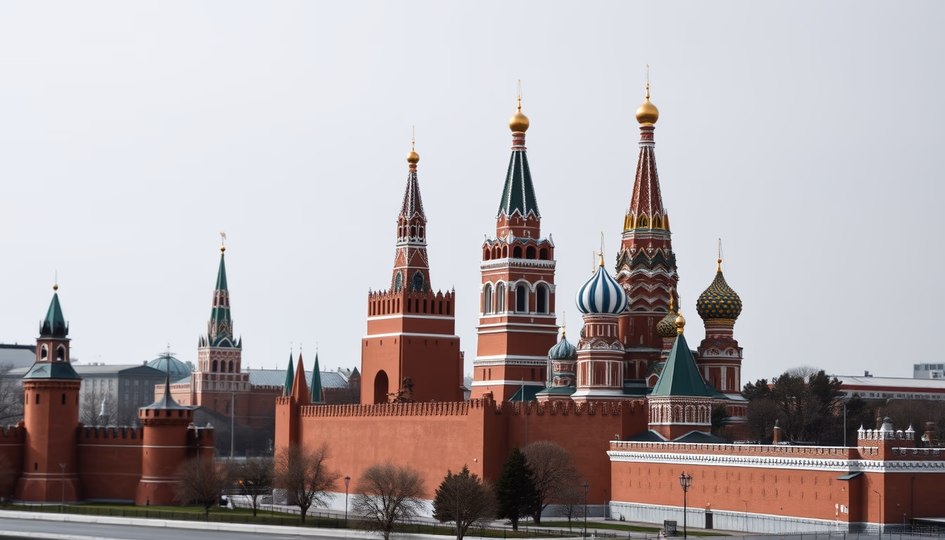 kremlin moscow towers in editorial style