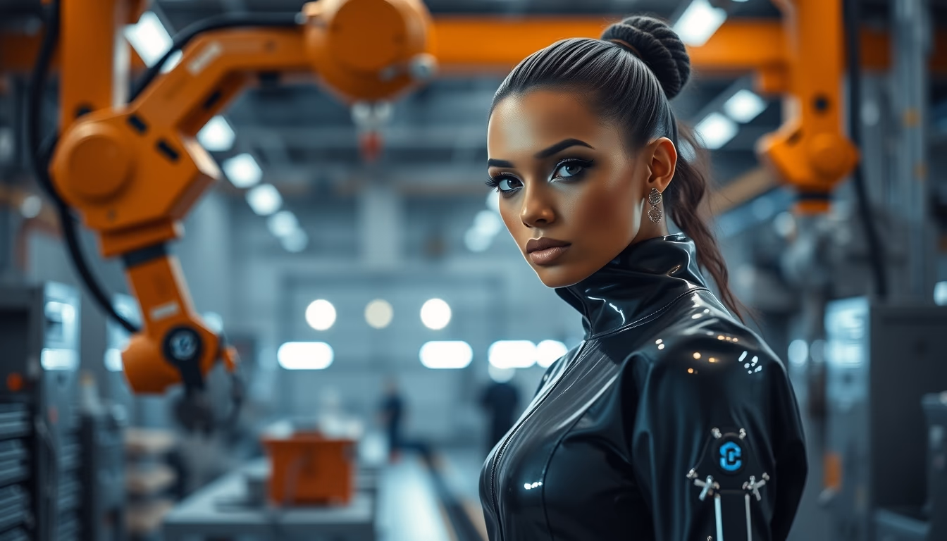 kuka robot factory in editorial style
