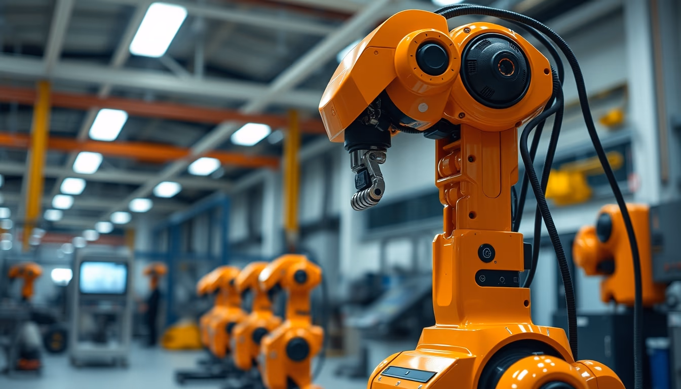 Kuka robot factory em estilo editorial