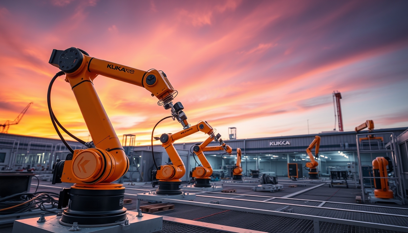 kuka robot factory in editorial style