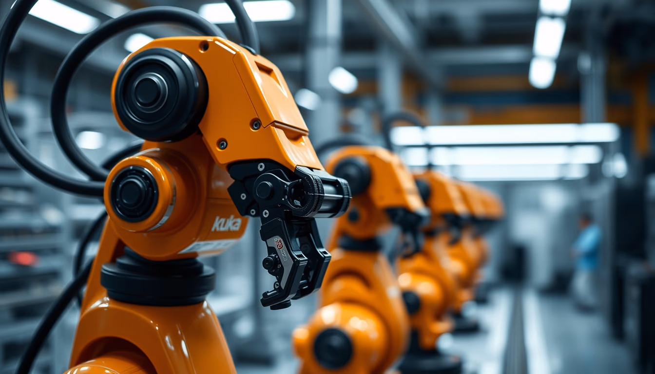 kuka robot factory in editorial style