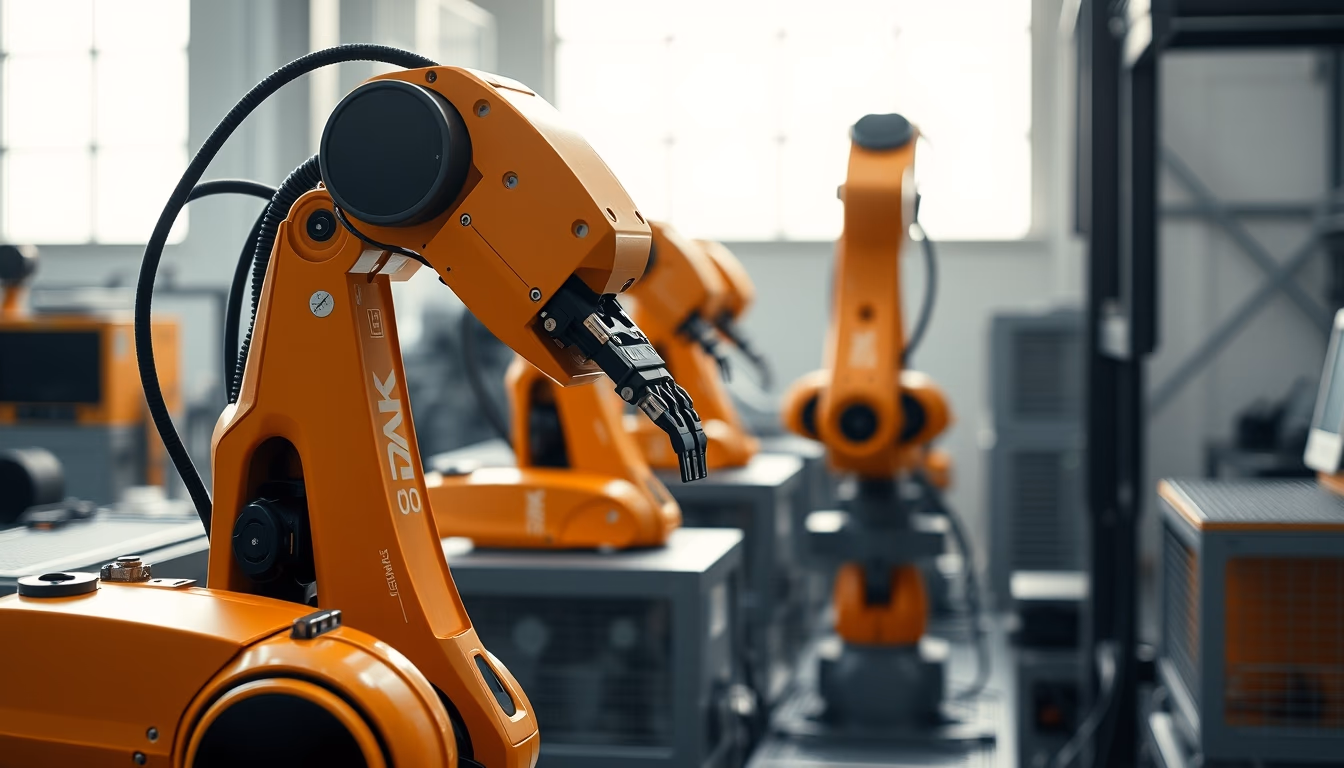 kuka robot factory in editorial style