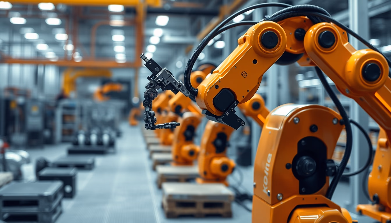 kuka robot factory in editorial style