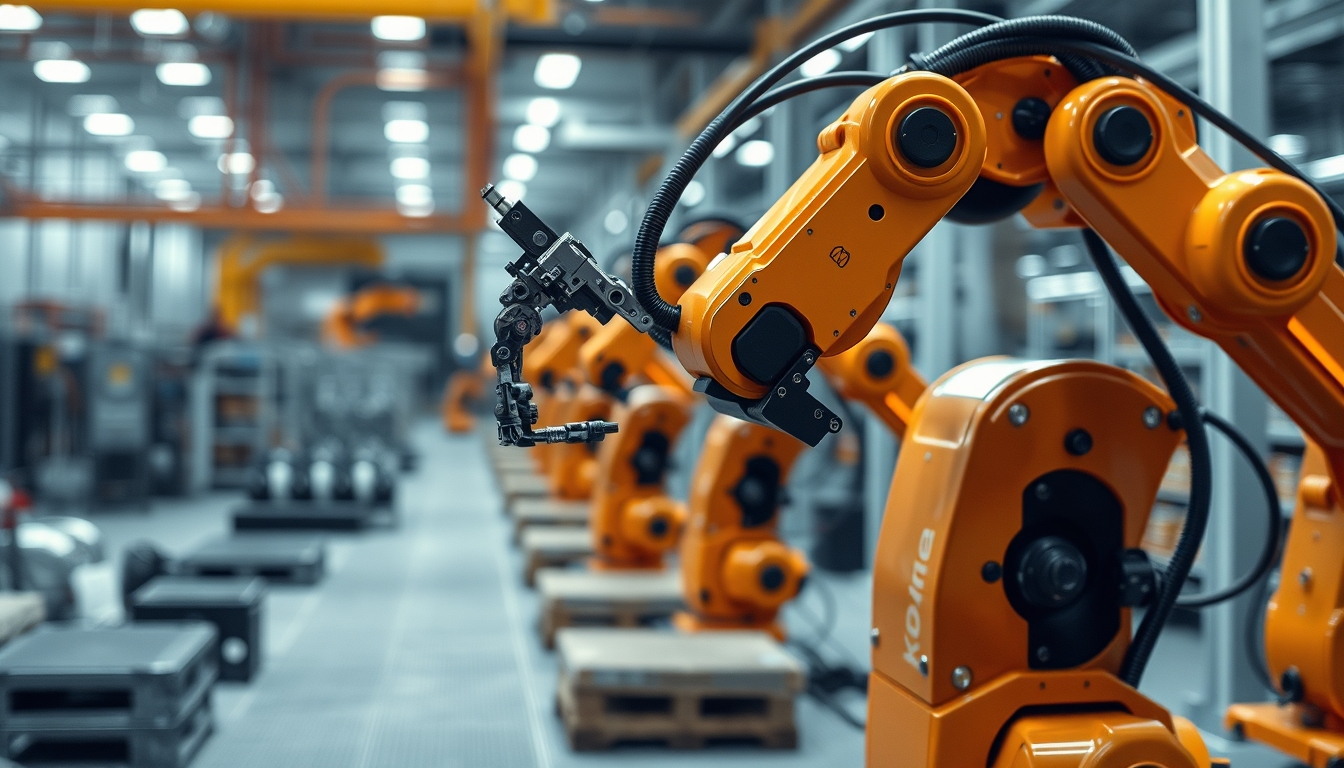 kuka robot factory in editorial style