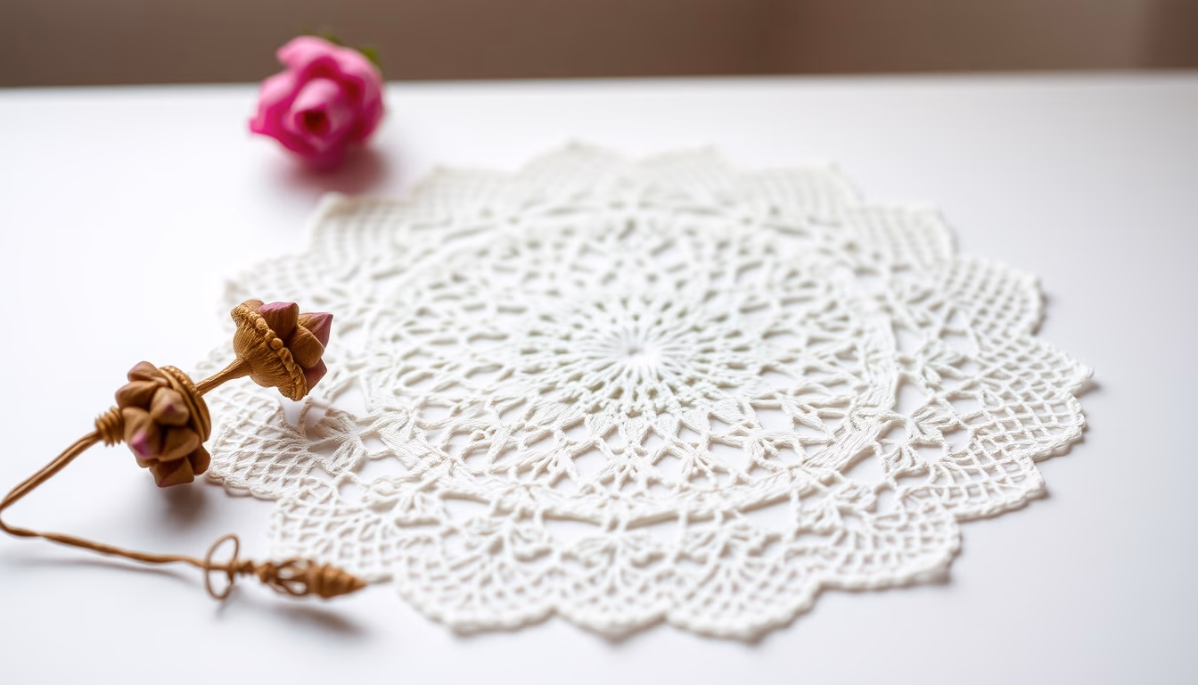 lacework antique tatting in editorial style