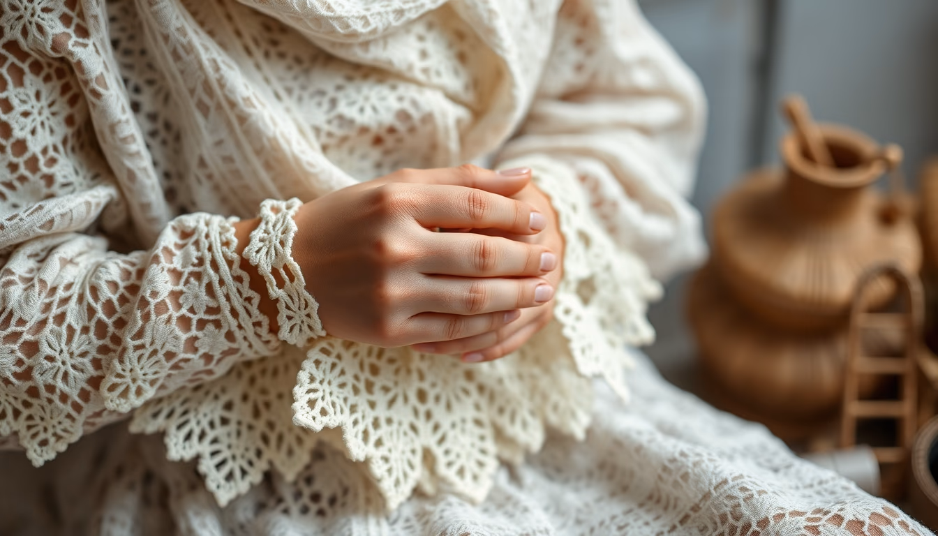 lacework antique tatting in editorial style