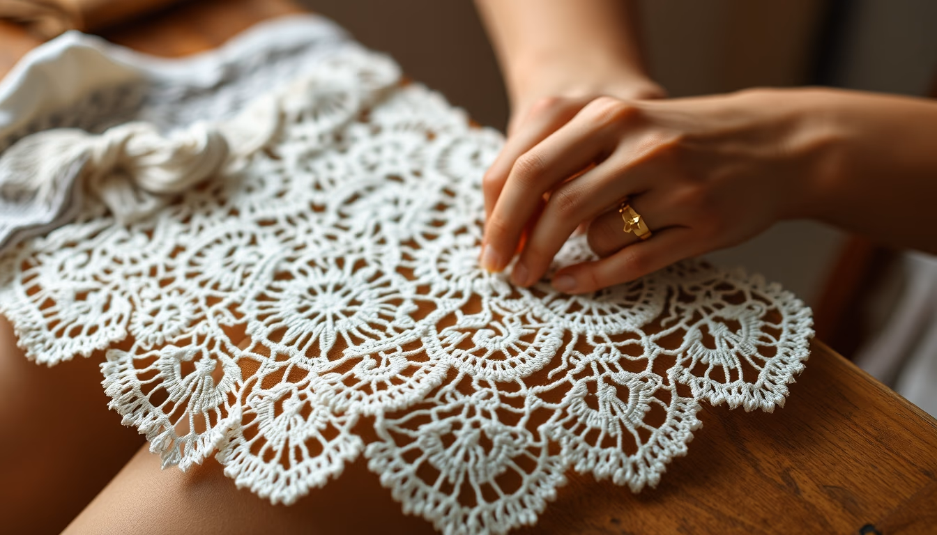 lacework antique tatting in editorial style