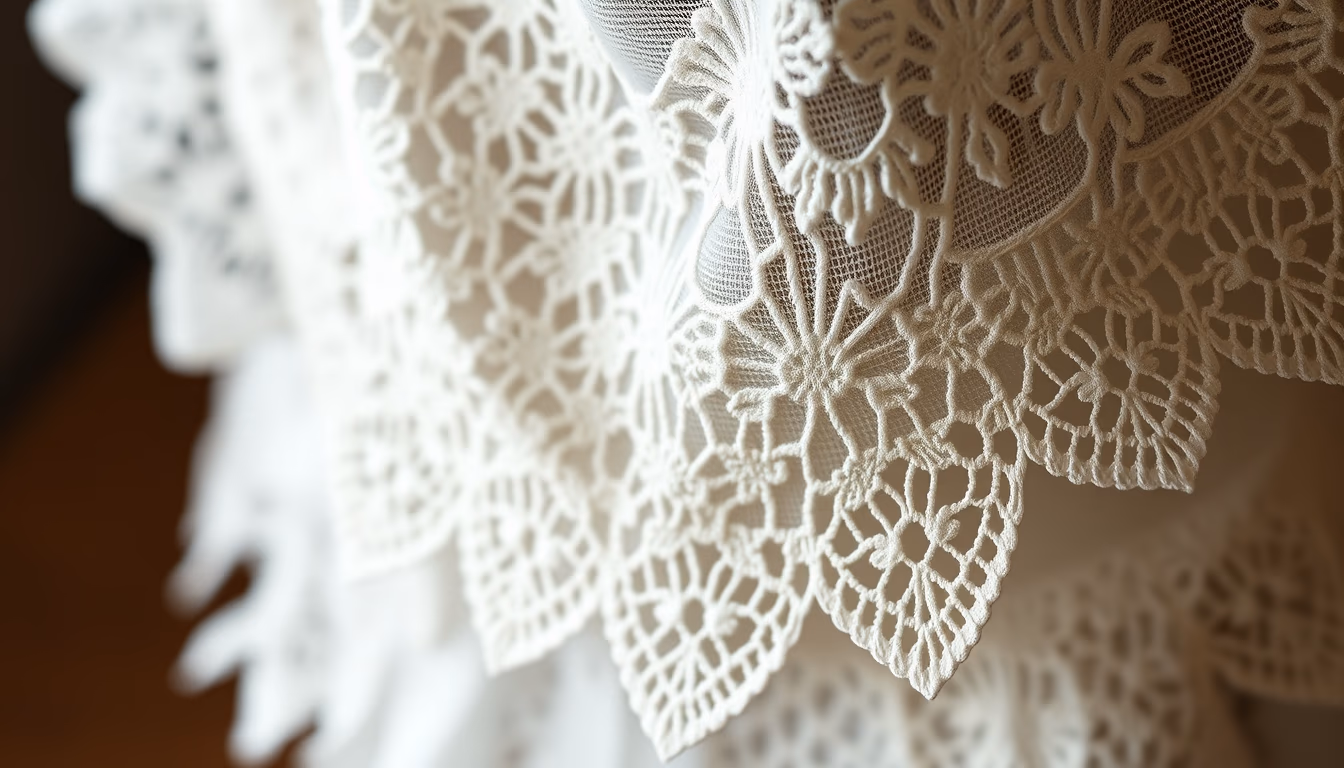 lacework antique tatting in editorial style