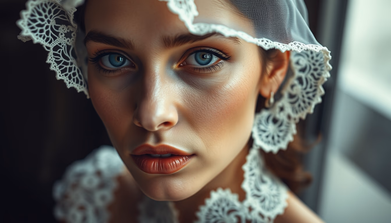 lacework antique tatting in editorial style