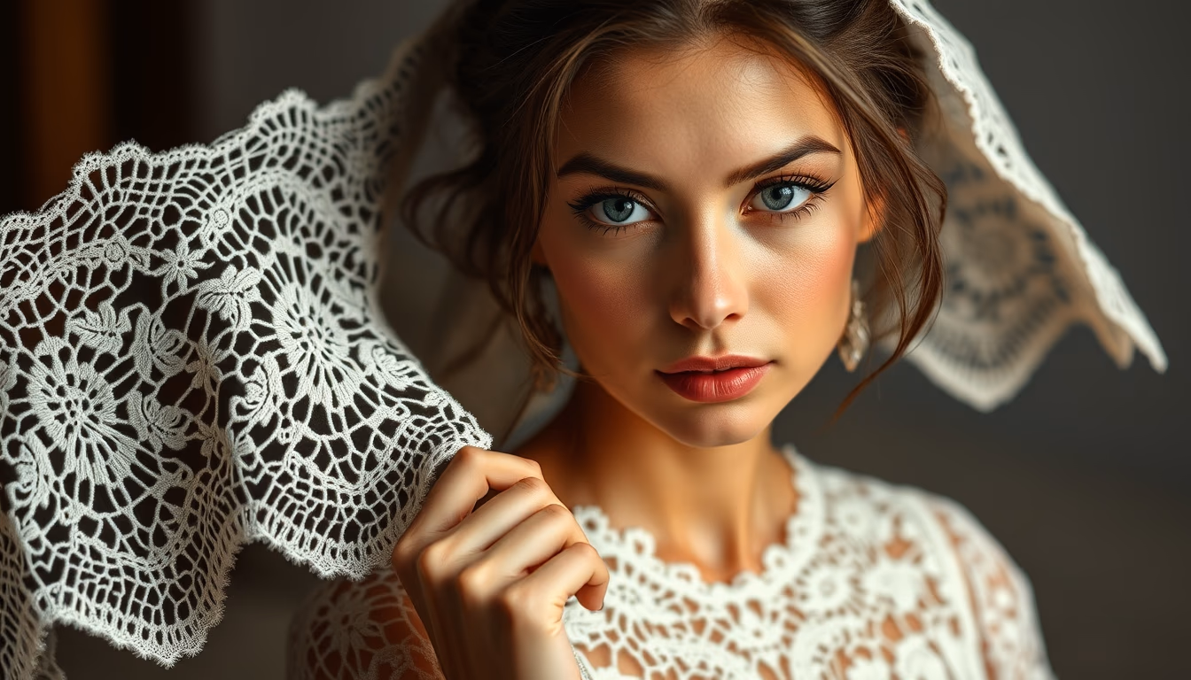 lacework antique tatting in editorial style