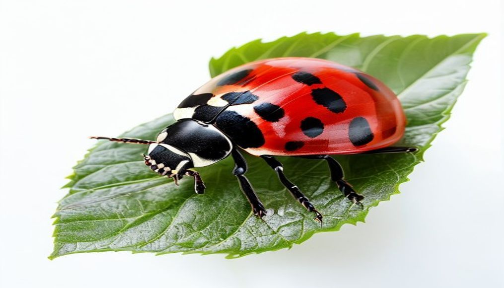 ladybug on leaf in editorial style