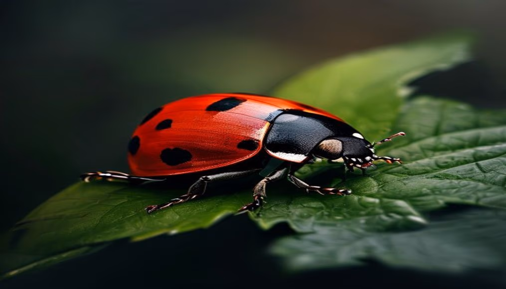 ladybug on leaf in editorial style