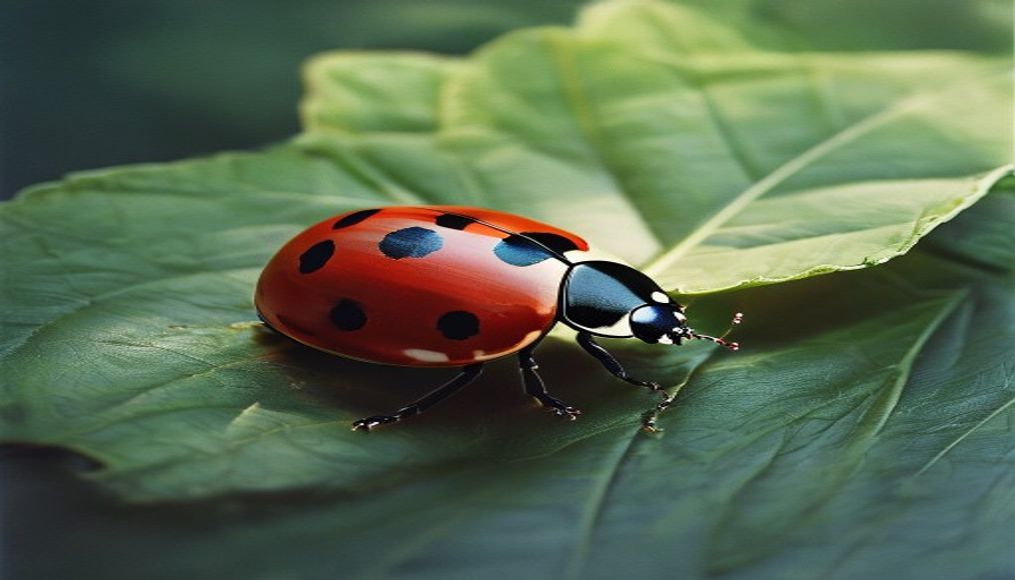 ladybug on leaf in editorial style