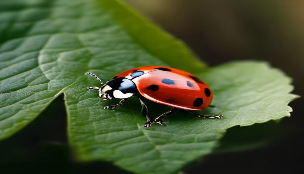 ladybug on leaf in editorial style