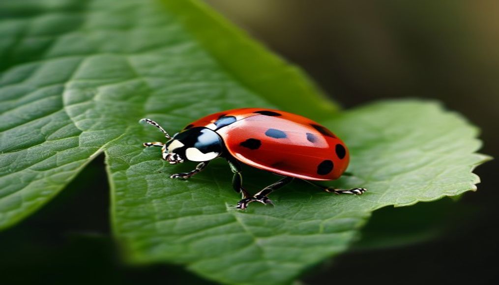 ladybug on leaf in editorial style