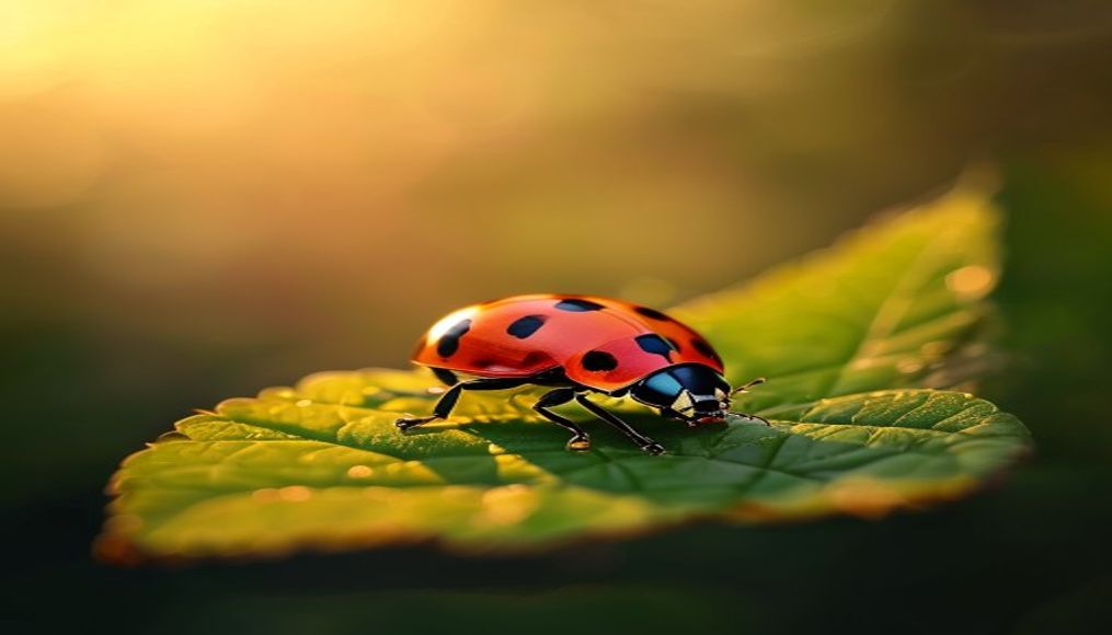 ladybug on leaf in editorial style