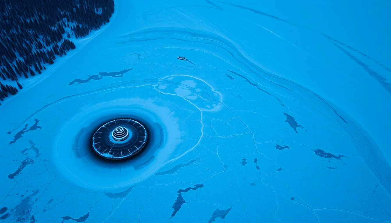 lake baikal frozen in editorial style