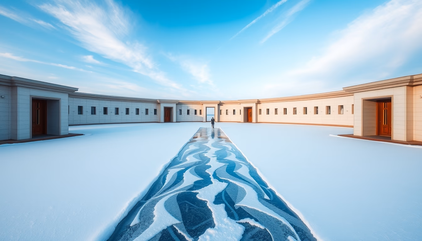 lake baikal frozen in editorial style