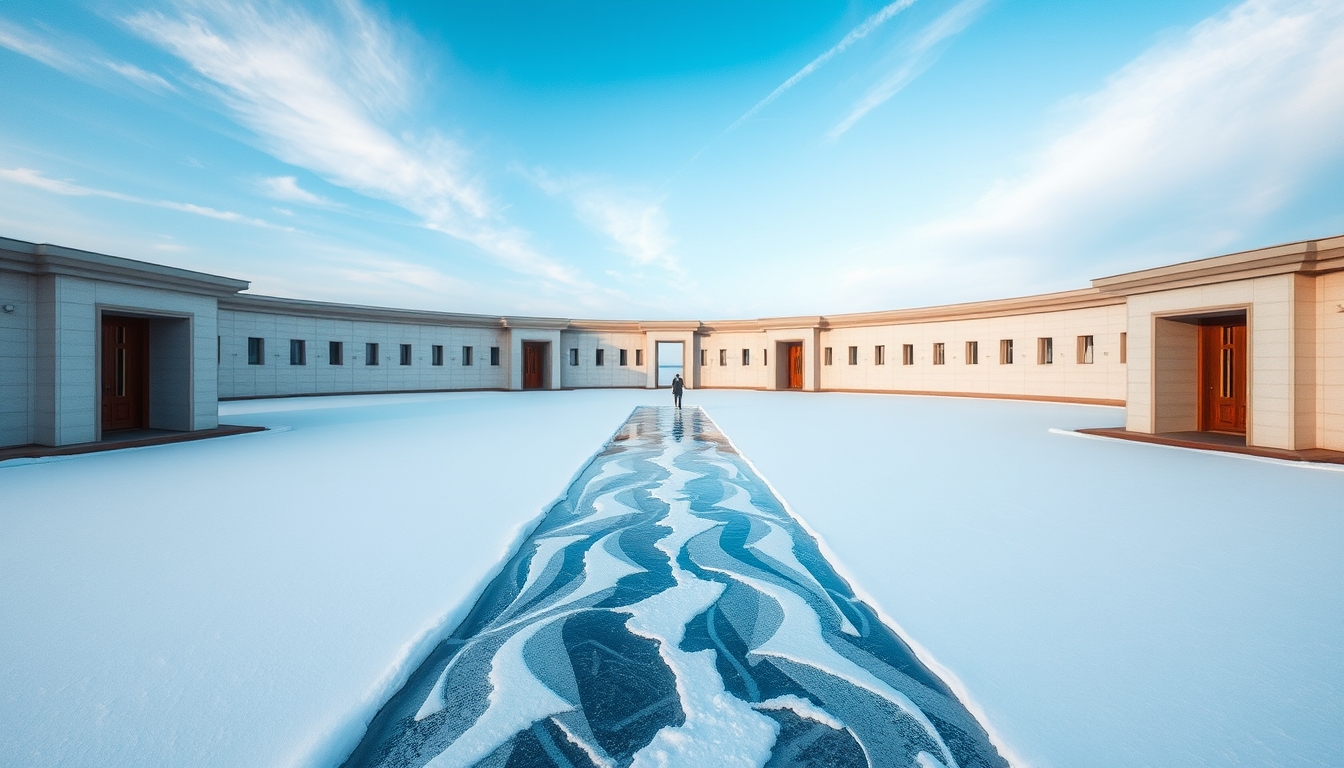 lake baikal frozen in editorial style