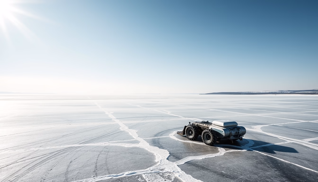 lake baikal frozen in editorial style
